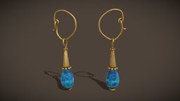 Blue Calcite Earrings jewellery, jewel, jewelry, fashion, viking, medieval, accessories, ornament, earrings, decor, gems, pretty, byzantine, 3d, clothing, gold, dangling