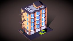 Low Poly Building Animation cg, exterior, cgi, town, isometric, illustration, houdini, cartoon, game, blender, lowpoly, low, poly, house, car, city, animation, building, street, simple, environment
