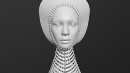 Solarpunk Headdress face, hat, tribal, sci, fi, prop, pop, fashion, cyberpunk, augmented, head, headdress, costume, jewerly, beads, headpiece, solarpunk, character, girl, sculpture, clothing