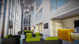 3D Office Entrance Reception office, room, desk, hall, lobby, commercial, corporate, waiting, reception