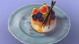 little Dessert food, cake, blackberry, dessert, cheese, figs, cheesecake, handpainted, stylized, lowpolydessertchallenge