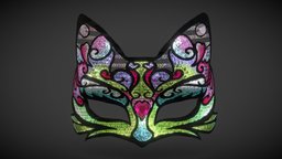 Masquerade Cat Mask / Carnival mask jewellery, cat, theatre, cute, cloth, , jewelry, accessories, party, festival, masquerade, mask, costume, carnival, drama, opera, instagram, headwear, glitter, costume-accessories, party-mask, theatre-mask, carnivalmask, sequin, cat-mask, low-poly, lowpoly, sequins, instagramfilter