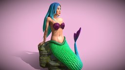 Sunbathing Mermaid myth, ocean, mermaid, scales, woman, siren, mythical, fin, mermay, character, girl, creature, fantasy