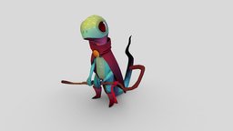 Baked AO Demo: Lizard Mage lizard, staff, mage, reptile, zbrush, baked-ao
