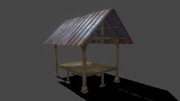 Wooden Hut abandoned, wooden, assets, hut, props, game, low, poly, wood