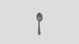 Cartoon Spoon object, toon, style, household, prop, item, silver, spoon, tool, old, kitchenware, silverware, cutlery, cookware, cartoon, 3d, model