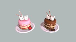 Bunny Cakes rabbit, bunny, cake, chocolate, strawberry