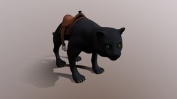 Black Panther Mount beast, mount, pet, animals, saddle, 3dcoat, z-brush, panther, low-poly-character, animated-rigged, cartoon, blender, hand-painted, creature, zbrush, animal, stylized, animated, black