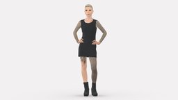 001505 blonde girl with tattoo style, people, tattoo, clothes, miniature, dress, realistic, woman, blonde, character, 3dprint, girl, model