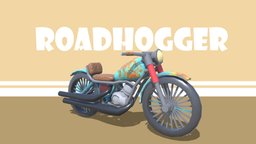 RoadHogger Motorcycle | Low Poly | downloadable mechanical, motorbike, motorcycle, engine, substancepainter, substance, maya, asset, lowpoly, car, free, stylized, environment, freetodownload