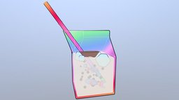 Rainbow Milk (Cartoon) milk, rainbow, milkcarton, milkbox