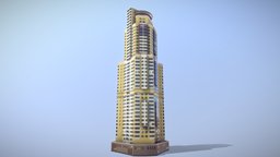 MSK Building 20 tower, empire, hotel, exterior, soviet, architectural, skyscraper, bank, town, moscow, ussr, cityscape, stalin, hilton, tivsol, low-poly, pbr, house, home, city, building, street