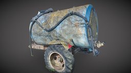 The tank abandoned, barrel, wheels, country, water, old, tank, watertank, wehicle, realitycapture, photogrammetry, blue, willage
