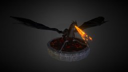 Fire Dragon games, fire, chain, firedragon, chained, character, 3d, photoshop, 3dsmax, low, poly, model, fly, creature, 3ds, dragon, textured