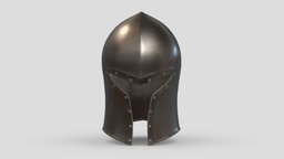 Medieval Helmet 03 Low Poly PBR Realistic armor, suit, greek, armour, ancient, warrior, fighter, soldier, viking, medieval, unreal, ready, vr, ar, protection, headgear, middle, metal, roman, battle, mask, age, headdress, costume, headwear, unity, asset, game, helmet, low, poly, military, war, knight, steel, accient, enegine