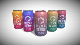 HexaBerry Soda Cans drink, can, beverage, soda, cannon, sweet, strawberry