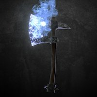 Magic Axe (low poly) rpg, medieval, gamedeve, weapon, game, photoshop, blender, lowpoly, blender3d, gameart, axe, model3d, magic