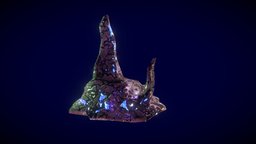 Stylized Raw Natural Sapphire jewel, painted, cave, treasure, gem, shiny, glow, resource, node, emissive, glasss, resourcenode, substancepainter, substance, maya, handpainted, lowpoly, low, poly, stone, blue, rock, hand, environment