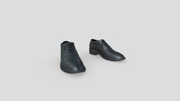 Mens Classic Black Lace Up Formal Shoes leather, up, oxford, classic, shoes, toe, heels, mens, lace, pointy, formal, pbr, low, poly, male, black