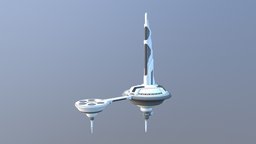 Sky Tower tower, future, floating, sketchfabweeklychallenge, scifi, futuristic, building
