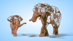 Abstract Elephant sculpture anmial statue elephant, film, two, animals, event, geometric, production, beer, metal, props, statue, real, elephants, carlsberg, asset, blender, art, design, structure, animal, wood, decoration, abstract, sculpture, industrial