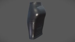 Female Black Leather Pencil Skirt leather, pencil, , fashion, knee, girls, clothes, skirt, shiny, womens, wear, formal, latex, length, below, pbr, low, poly, female, black