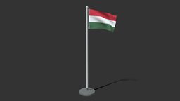 Low Poly Seamless Animated Hungary Flag wind, flag, country, emblem, hungarian, pole, europe, loop, hungary, shapekeys, seamless, waving, animation, animated