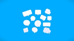 Cartoon Speech Bubble Pack object, text, symbol, toon, style, chat, comic, balloon, prop, pack, cloud, item, collection, sign, bubble, box, social, talk, think, speech, cartoon, 3d, model, noai