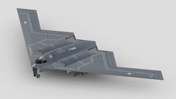 Northrop Grumman B-2 Spirit usaf, stealth, airplane, bomber, heavy, spirit, vr, ar, strategic, anti, force, american, grumman, attack, aircraft, b2, carry, northrop, b-2, bom, asset, game, 3d, low, poly, military, plane, usa, war, b-2a