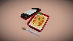 日本の食べ物　カツ丼 food, lunch, handpaintedtexture, phothoshop, japanese-food, japanese-culture, japanese-style, blender