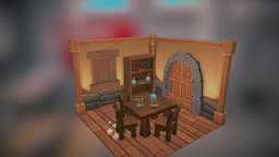 Low Poly Medieval Room game-art, digital-3d, unity3d, lowpoly