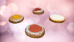 Thumbprint Cookies cookie, unreal, low-poly-game-art, unity, 3d, pbr, substance-painter, scan, ue4ready, lowpolydessertchallenge