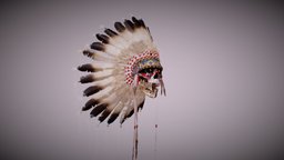 The chief of the undead skulls, tribal, feathers, headdress, native-american, skull