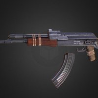 AK-scullcrusher rifle, assault, apocalyptic, ready, ak, unique, 47, machine, ak-47, makeshift, desinger, substance, painter, asset, game, 3d, blender, pbr, gun
