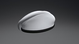Beret (White) police, hat, white, cap, headgear, headdress, headwear, beret, military