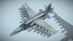Sukhoi SU-25 Frogfoot airplane, soviet, russian, attack, aircraft, jet, sukhoi, su-25, subsonic, attackplane, lowpoly, military, gameasset, plane, frogfoot