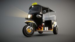 Auto Rickshaw 1980s wheel, motor, speed, motorcycle, taxi, india, oldschool, thailand, og, old, auto, thai, tuktuk, rickshaw, tuk, tuk-tuk, auto-rickshaw, low-poly, vehicle, lowpoly, mobile, car, interior