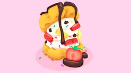 Waffle Ice Cream Sandwich sandwich, banana, pink, chocolate, icecream, sweet, waffle, strawberry, sprinkles, deserts
