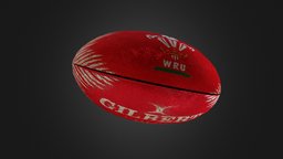 Rugby Ball Welsh stadium, welsh, game-ready, rugby-ball, low-poly, ball