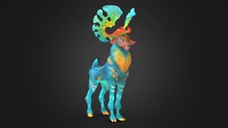 Deer Japanese Yōkai (妖怪) 4k 1x1 deer, mr, vr, ar, virtualreality, folklore, kanji, moose, yokai, character, animation, ghost, japanese, yao-guai