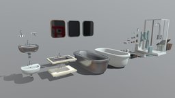 Bathroom Bundle bathroom, toon, shower, toilet, bathtub, bin, faucet, sinks, toilet-paper, bathroom-accessories, shower-head