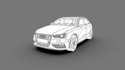 Audi A3 Sportback 3d blueprint european, van, sedan, audi, german, urban, compact, a3, blueprint, sportback, transports, vehicle, lowpoly, car, city, breack