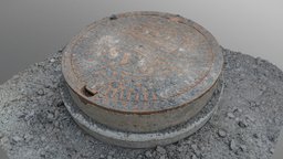 Manhole Sewer hatch cover in gravel 3d-scan, lid, urban, road, cover, infrastructure, canal, inspection, sewers, town, gravel, survey, czech, works, realism, manhole, drainage, sanitation, sewage, photoscan, photogrammetry, scan, building, construction