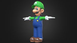 Luigi From Super Mario videogame, nintendo, luigi, game-ready, supermariobros, supermario, mariobros, cartoon, game, pbr, lowpoly