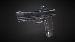 OPOS Gun b3d, handgun, pistol, physically-based-rendering, weapon, blender, pbr, blender3d, hardsurface, gun, noai, opos