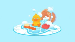 Rubber Duckie cute, bath, duck, bubbles, stylizedmodel, handpainted, sketchfabweeklychallenge2023