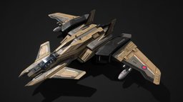 Scifi Fighter UTG556 fighter, starship, spacecraft, interceptor, aircraft, jet, game-ready, pbs, superiority, msgdi, pbr, lowpoly, scifi, air, ship, space, spaceship