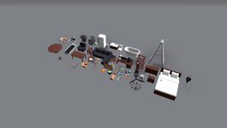 Low poly Household Props 001 object, room, kitchen, blender, lowpoly