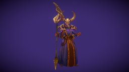 Stylized Human Female Necromancer(Outfit) rpg, pose, death, mmo, rts, necromancer, preview, outfit, moba, handpainted, lowpoly, female, stylized, human
