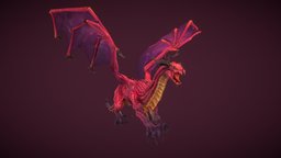 Stylized Fantasy Dragon rpg, lizard, mmo, rts, drake, reptile, moba, character, handpainted, lowpoly, creature, animal, stylized, animated, fantasy, dragon, magic